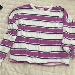 Abercrombie Kids Purple and White Striped Long Sleeve Tee. Size 15/16